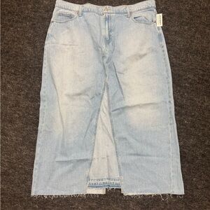 Old Navy Light Blue Denim Midi Skirt with Front Slit